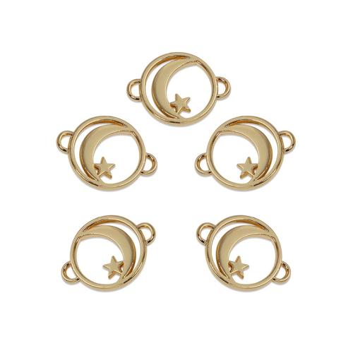 Zink Legierung Anhänger Verbinder, Zinklegierung, Mond und Sterne, goldfarben plattiert, DIY & hohl, goldfarben, 100PCs/Tasche, verkauft von Tasche