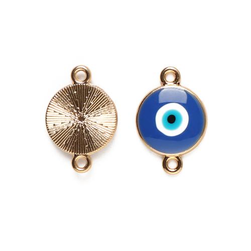 Conector de joyería de mal de ojo, aleación de zinc, chapado en color dorado, Bricolaje & esmalte, color mixto, 100PCs/Bolsa, Vendido por Bolsa