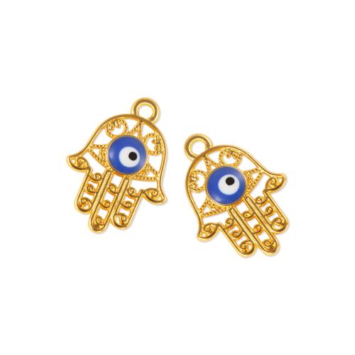 En alliage de zinc mal pendant des yeux, main, Placage de couleur d'or, DIY & émail, couleurs mélangées Vendu par sac[