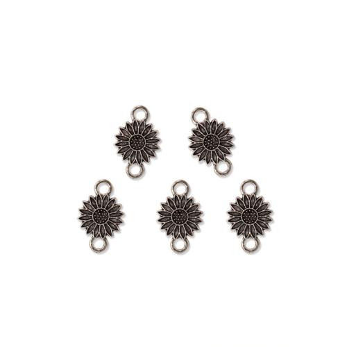 Conector de aleación de Zinc de flor, margaritamaya, chapado en color de plata, Bricolaje, 100PCs/Bolsa, Vendido por Bolsa[