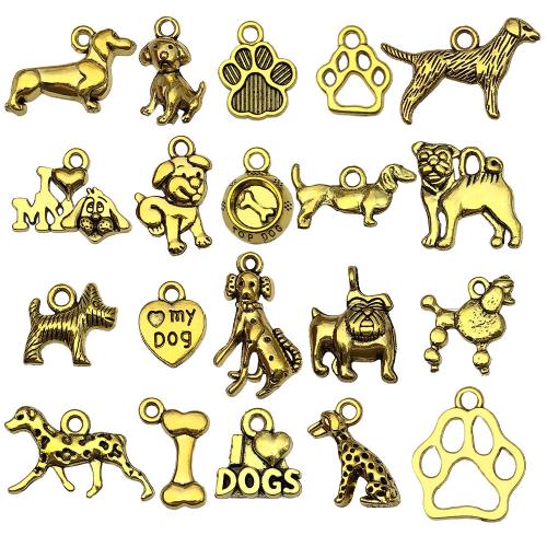 Zinc Alloy Animal Pendants, Dog, antique gold color plated, DIY 