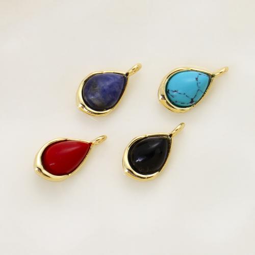 Gemstone Pendantifs en laiton, avec Pierre naturelle, Placage, DIY, plus de couleurs à choisir, protéger l'environnement, sans nickel, plomb et cadmium Vendu par PC