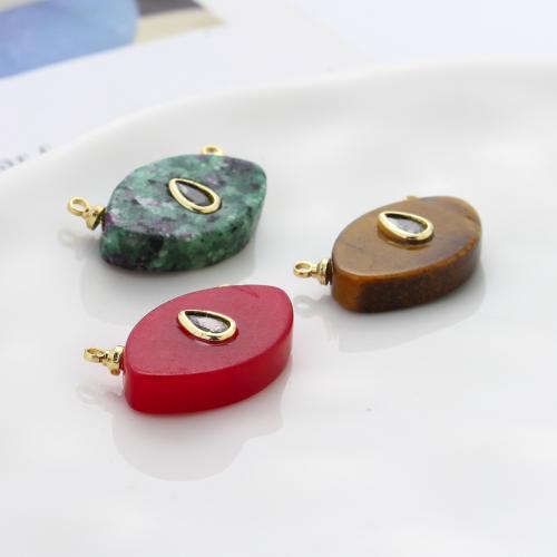 Gemstone Pendantifs en laiton, avec Pierre naturelle, Placage, DIY & pavé de micro zircon & double trou, plus de couleurs à choisir, protéger l'environnement, sans nickel, plomb et cadmium Vendu par PC