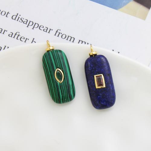 Gemstone Pendantifs en laiton, avec Pierre naturelle, Placage, DIY & pavé de micro zircon, plus de couleurs à choisir, protéger l'environnement, sans nickel, plomb et cadmium Vendu par PC
