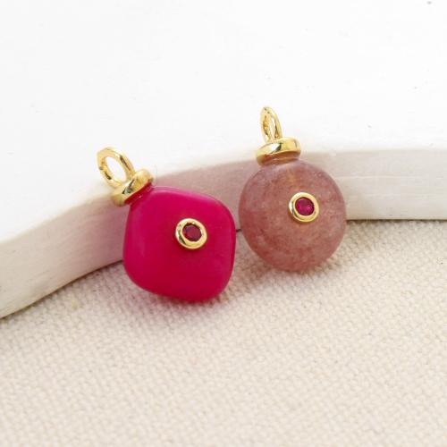 Gemstone Brass Pendants, with Gemstone, plated, DIY & micro pave cubic zirconia nickel, lead & cadmium free 