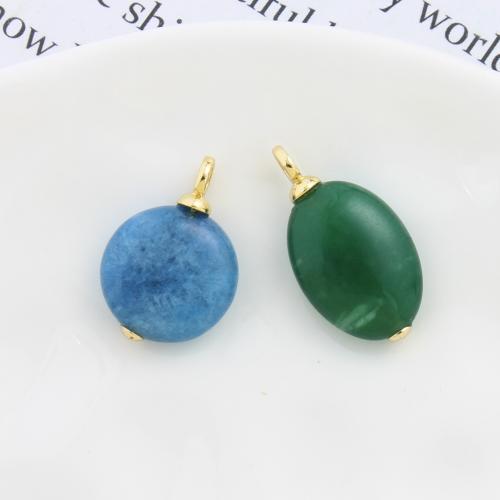 Gemstone Brass Pendants, with Gemstone, plated, DIY nickel, lead & cadmium free 