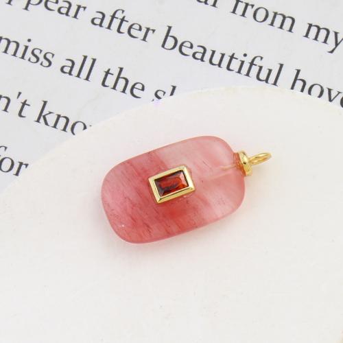 Gemstone Brass Pendants, with Gemstone, plated, DIY & micro pave cubic zirconia nickel, lead & cadmium free 