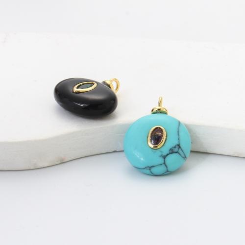 Gemstone Brass Pendants, with Gemstone, plated, DIY & micro pave cubic zirconia nickel, lead & cadmium free 