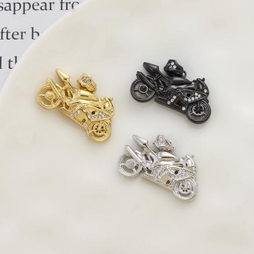 Cubic Zirconia Micro Pave Brass Pendant, Motorcycle, plated, DIY & micro pave cubic zirconia nickel, lead & cadmium free 