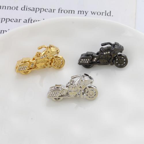 Cubic Zirconia Micro Pave Brass Pendant, Motorcycle, plated, DIY & micro pave cubic zirconia nickel, lead & cadmium free 