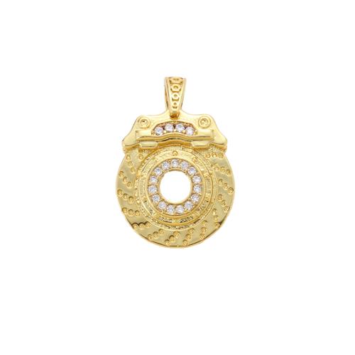 Cubic Zirconia Micro Pave Brass Pendant, plated, DIY & micro pave cubic zirconia, golden, nickel, lead & cadmium free 
