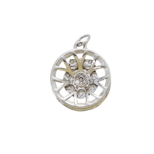 Cubic Zirconia Micro Pave Brass Pendant, Rondelle, plated, DIY & micro pave cubic zirconia nickel, lead & cadmium free 