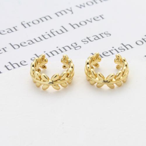 Латунь Серьга клип, Другое покрытие, ювелирные изделия моды, Золотой, не содержит никель, свинец продается Пара