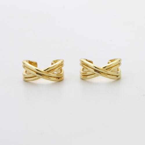 Латунь Серьга клип, Другое покрытие, ювелирные изделия моды, Золотой, не содержит никель, свинец продается Пара