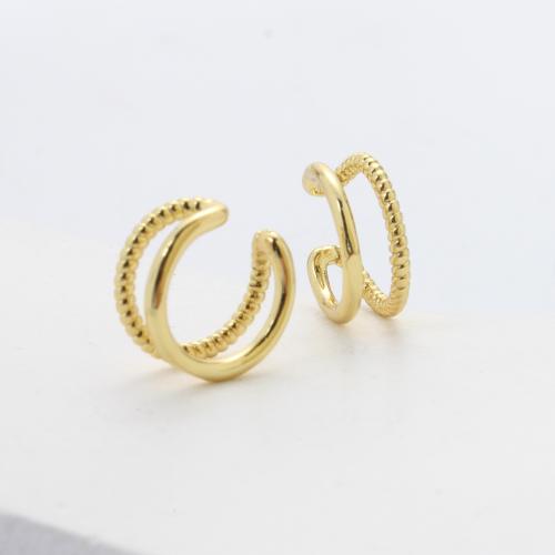 Латунь Серьга клип, Другое покрытие, ювелирные изделия моды, Золотой, не содержит никель, свинец продается Пара