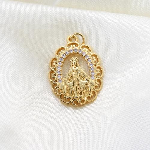 Cubic Zirconia Micro Pave Brass Pendant, plated, DIY & micro pave cubic zirconia, golden, nickel, lead & cadmium free 