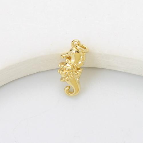 Tierische Messing Anhänger, Seepferd, plattiert, DIY, goldfarben, frei von Nickel, Blei & Kadmium, 15x6.7x4.5mm, verkauft von PC