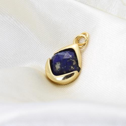 Gemstone Brass Pendants, with Natural Stone, plated, DIY nickel, lead & cadmium free 