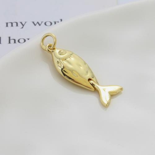 Tierische Messing Anhänger, Fisch, plattiert, DIY, goldfarben, frei von Nickel, Blei & Kadmium, 24.2x8.8x3.8mm, verkauft von PC