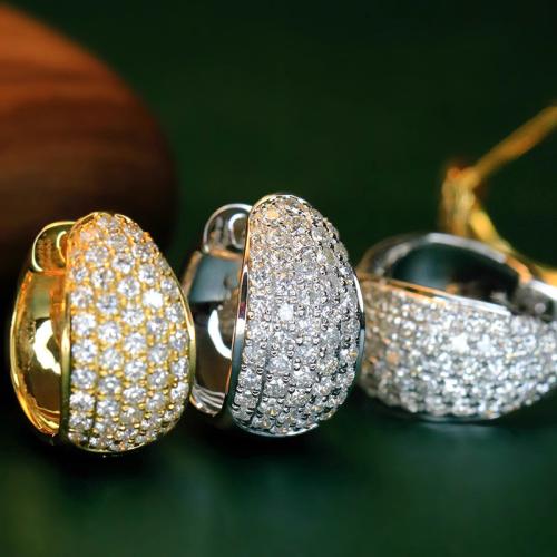 Цирконий Микро вымощает латунь Серьги, Латунь, Другое покрытие, ювелирные изделия моды & инкрустированное микро кубического циркония & Женский, Много цветов для выбора, продается Пара