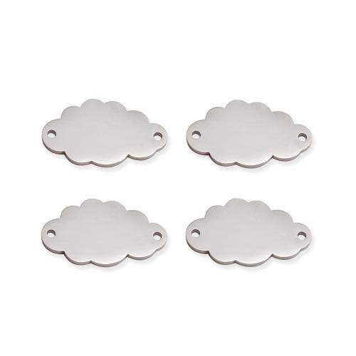 Connecteur de charme en acier inoxydable, Acier inoxydable 304, Nuage, Placage de couleur argentée, DIY, argent Vendu par sac
