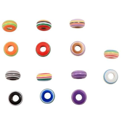 Perles en résine rayé, DIY, couleurs mélangées Vendu par sac
