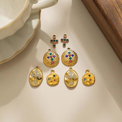 Pendentifs en acier inoxydable strass, Acier inoxydable 304, Placage de couleur d'or, DIY & avec strass, plus de couleurs à choisir Vendu par sac