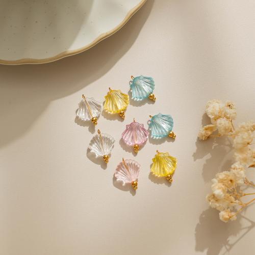 Pendentifs acryliques en translucides, Acier inoxydable 304, avec Acrylique, coquille, Placage de couleur d'or, DIY, plus de couleurs à choisir Vendu par sac