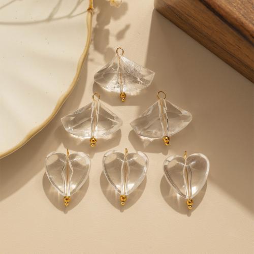 Pendentifs bijoux en cristal, Acier inoxydable 304, avec cristal, Placage de couleur d'or, DIY, transparent Vendu par sac