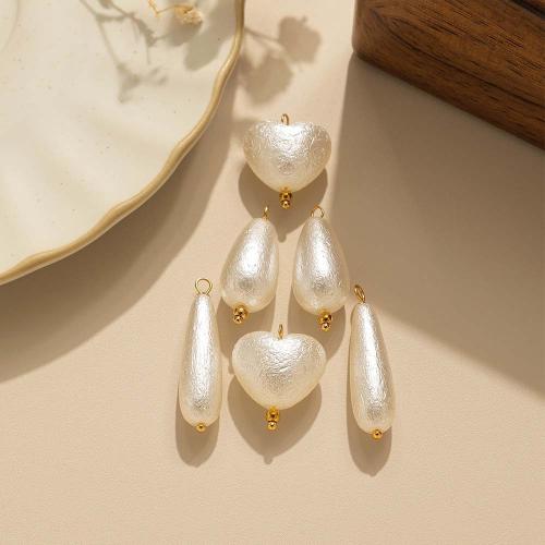 ABS Plastic Pendants, 304 Stainless Steel, with ABS Plastic Pearl, gold color plated, DIY [