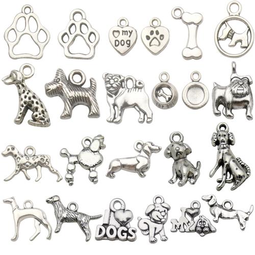 Zinc Alloy Animal Pendants, Dog, antique silver color plated, DIY 