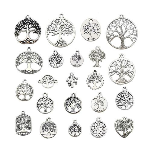 Bijoux pendentifs en Zinc alliage , alliage de zinc, Arbre de vie, Plaqué de couleur d'argent, DIY & styles différents pour le choix, Vendu par PC