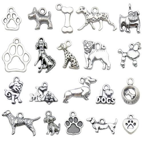 Zinc Alloy Animal Pendants, Dog, antique silver color plated, DIY 