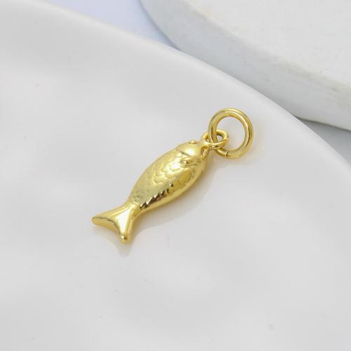 Tierische Messing Anhänger, Fisch, plattiert, DIY, Goldfarbe, 16.6x5.2x3mm, verkauft von PC
