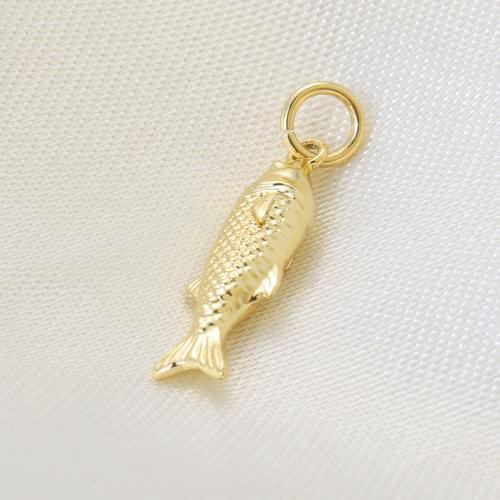 Tierische Messing Anhänger, Fisch, plattiert, DIY, Goldfarbe, 19.7x6x4.4mm, verkauft von PC