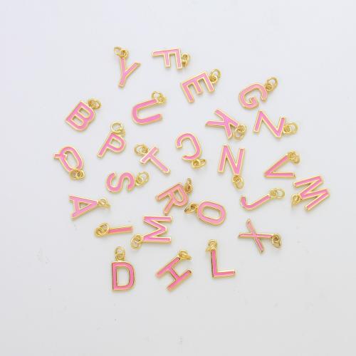手紙真鍮のペンダント, 銅, アルファベット文字, メッキ, DIY & エナメル, ピンク 売り手 パソコン