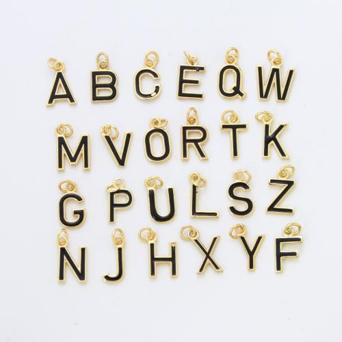 手紙真鍮のペンダント, 銅, アルファベット文字, メッキ, DIY & エナメル, ブラック 売り手 パソコン
