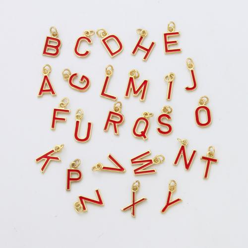 手紙真鍮のペンダント, 銅, アルファベット文字, メッキ, DIY & エナメル, レッド 売り手 パソコン