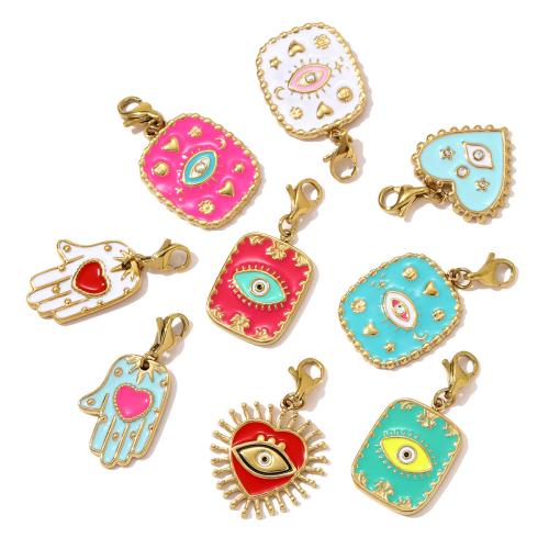 Enamel Stainless Steel Pendant, 304 Stainless Steel, plated, DIY & with rhinestone 