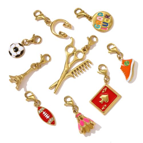 Enamel Stainless Steel Pendant, 304 Stainless Steel, gold color plated, DIY & with rhinestone 