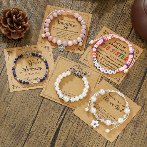 Edelstein Armbänder, Zinklegierung, mit Naturstein & Harz & Kunststoff Perlen, goldfarben plattiert, Modeschmuck & Emaille, keine, verkauft von PC