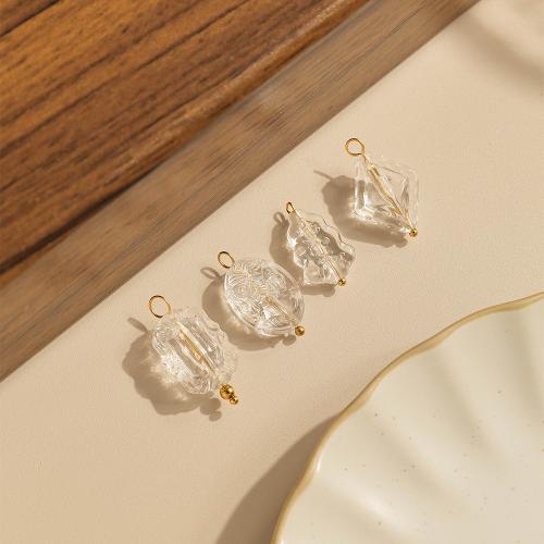 Pendentifs bijoux en cristal, Acier inoxydable 304, avec cristal, Placage de couleur d'or, DIY, transparent Vendu par sac