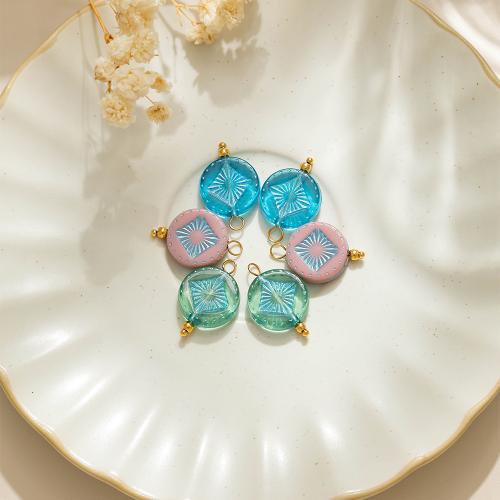 Acrylic Jewelry Pendant, 304 Stainless Steel, with Acrylic, gold color plated, DIY 