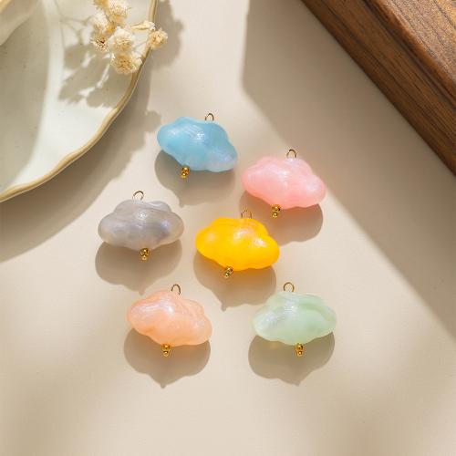 Acrylic Jewelry Pendant, 304 Stainless Steel, with Acrylic, Cloud, gold color plated, DIY 
