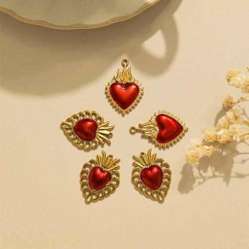 Colgantes del corazón de acero inoxidable, acero inoxidable 304, chapado en color dorado, Bricolaje & esmalte, más colores para la opción, 10PCs/Bolsa, Vendido por Bolsa