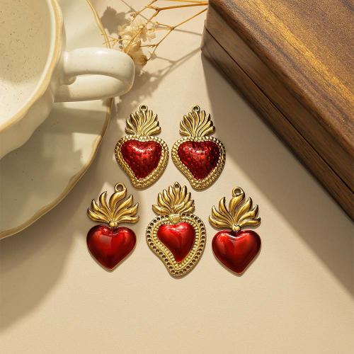 Colgantes del corazón de acero inoxidable, acero inoxidable 304, chapado en color dorado, Bricolaje & esmalte, más colores para la opción, 10PCs/Bolsa, Vendido por Bolsa