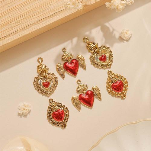 Colgantes del corazón de acero inoxidable, acero inoxidable 304, chapado en color dorado, Bricolaje & esmalte, más colores para la opción, 10PCs/Bolsa, Vendido por Bolsa