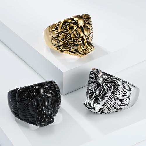 Bague en acier inoxydable, Acier inoxydable 304, lion, Placage, normes différentes pour le choix & pour homme, plus de couleurs à choisir Vendu par PC