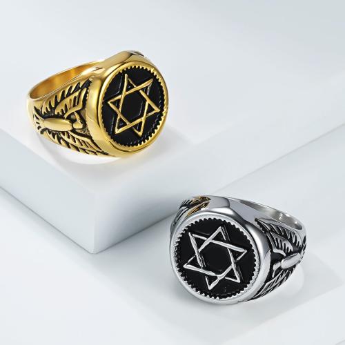 Bague en acier inoxydable, Acier inoxydable 304, Etoile de David, Placage, normes différentes pour le choix & pour homme & noircir, plus de couleurs à choisir Vendu par PC