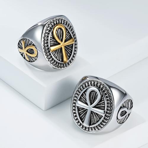 Acier inoxydable 304 bague, croix, Placage, Vintage & normes différentes pour le choix & pour homme, plus de couleurs à choisir Vendu par PC